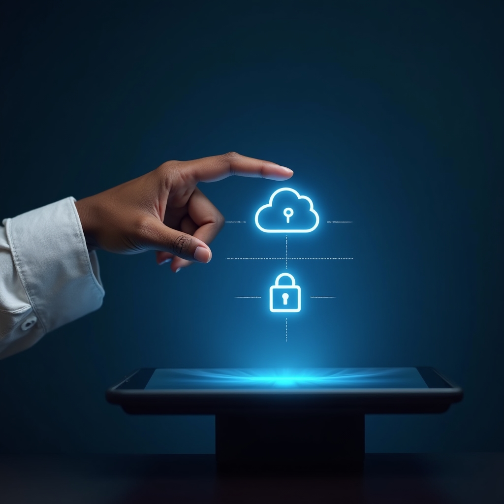 Person überlegt zwischen Cloud-Speicher und lokaler Festplatte für Dokumente
