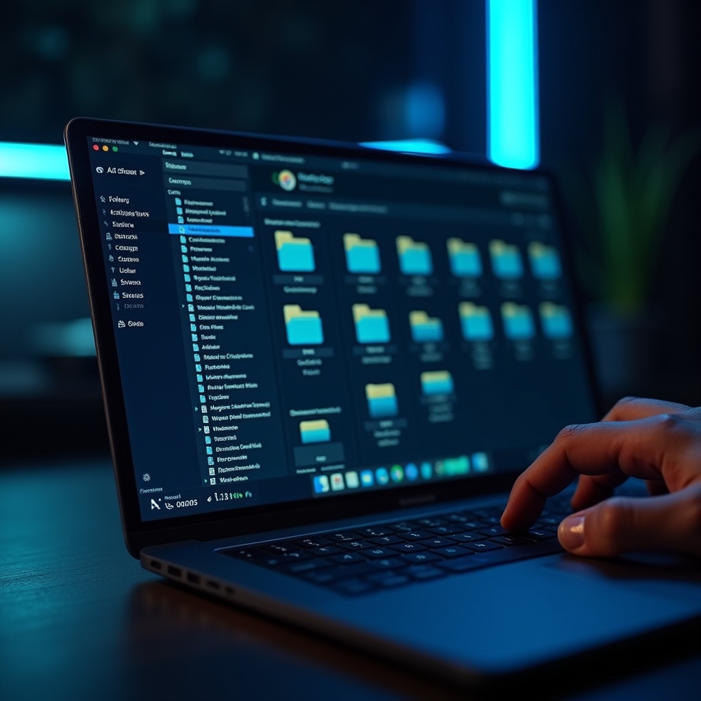 Logische Ordnerhierarchie auf einem Computerbildschirm mit klarer Struktur