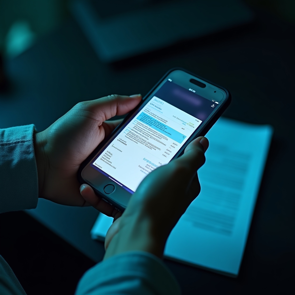 Smartphone mit Scanner-App beim Digitalisieren eines Dokuments